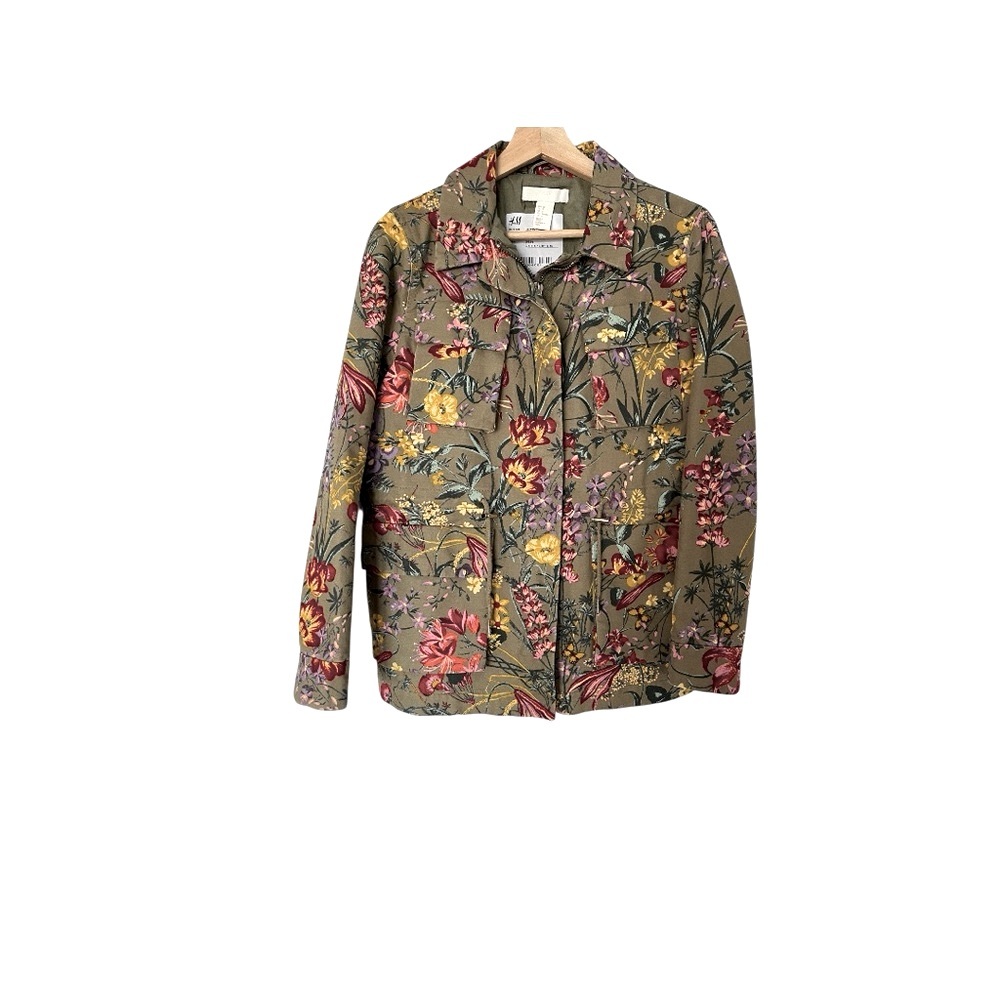 H&M Women’s Lined Utility Jacket with Floral Print Size 8 - Picture 4 of 14